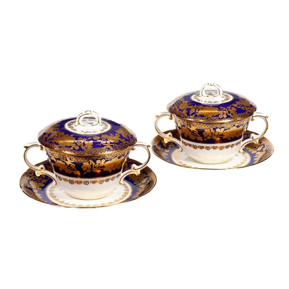 Ten Hammersley & Co. Bone China Covered Soup Cups and Saucers (1 of 4)