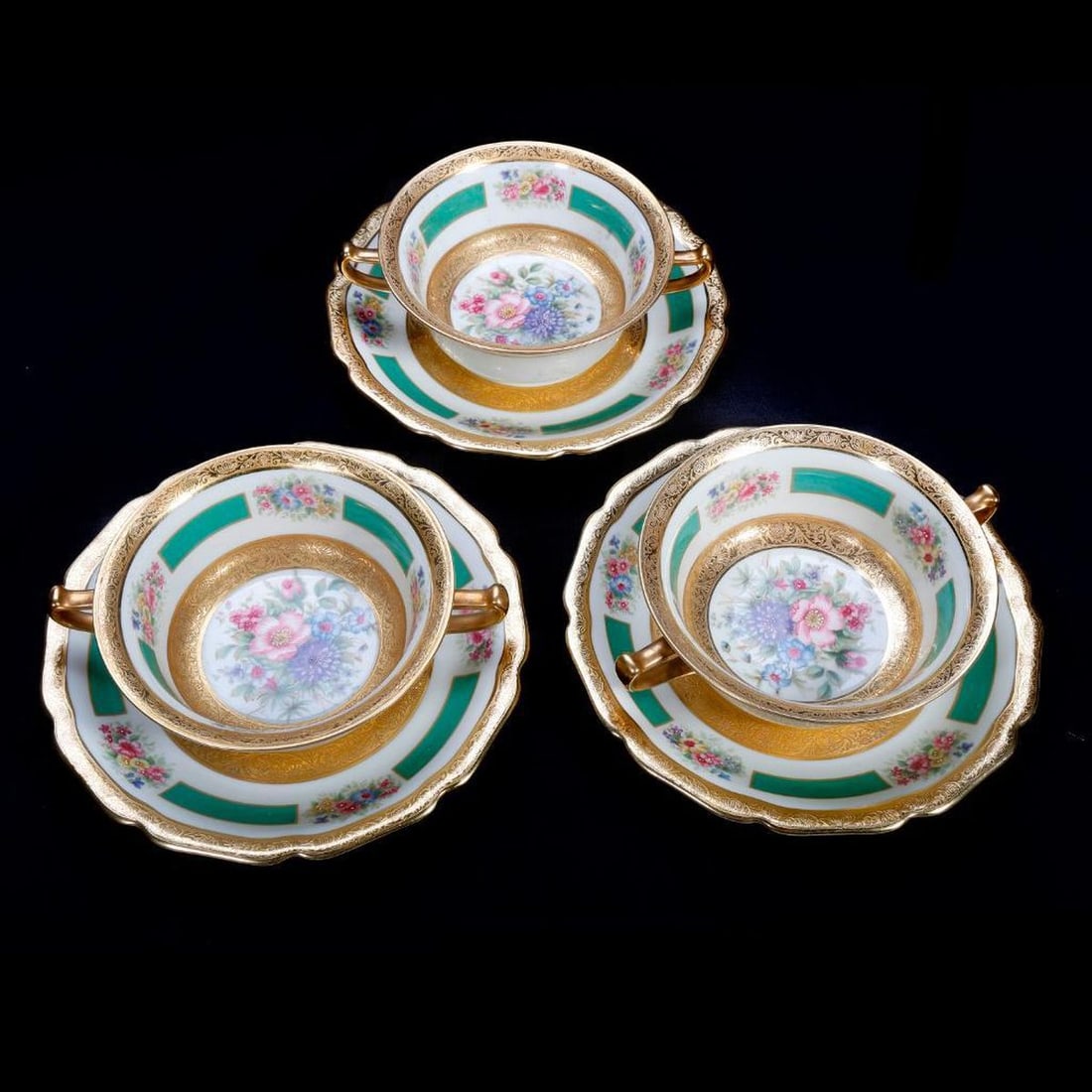 Set Ten Rosenthal Ivory Cream Soup Bowls and Under Trays Pattern #5841 (1 of 5)