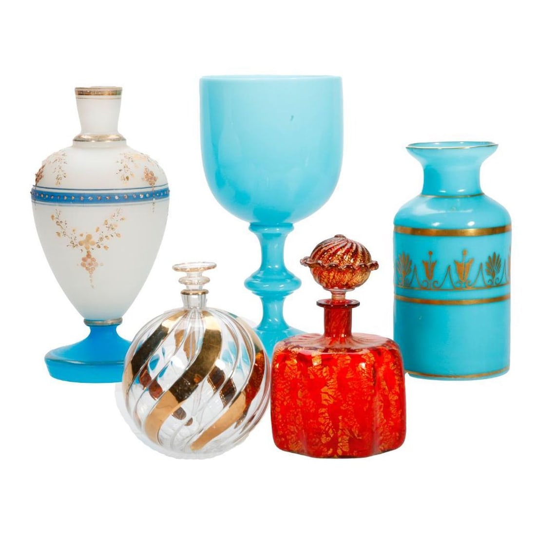 Lot of European Perfume/Scent Bottles and American Pressed Glass Tumblers (1 of 3)