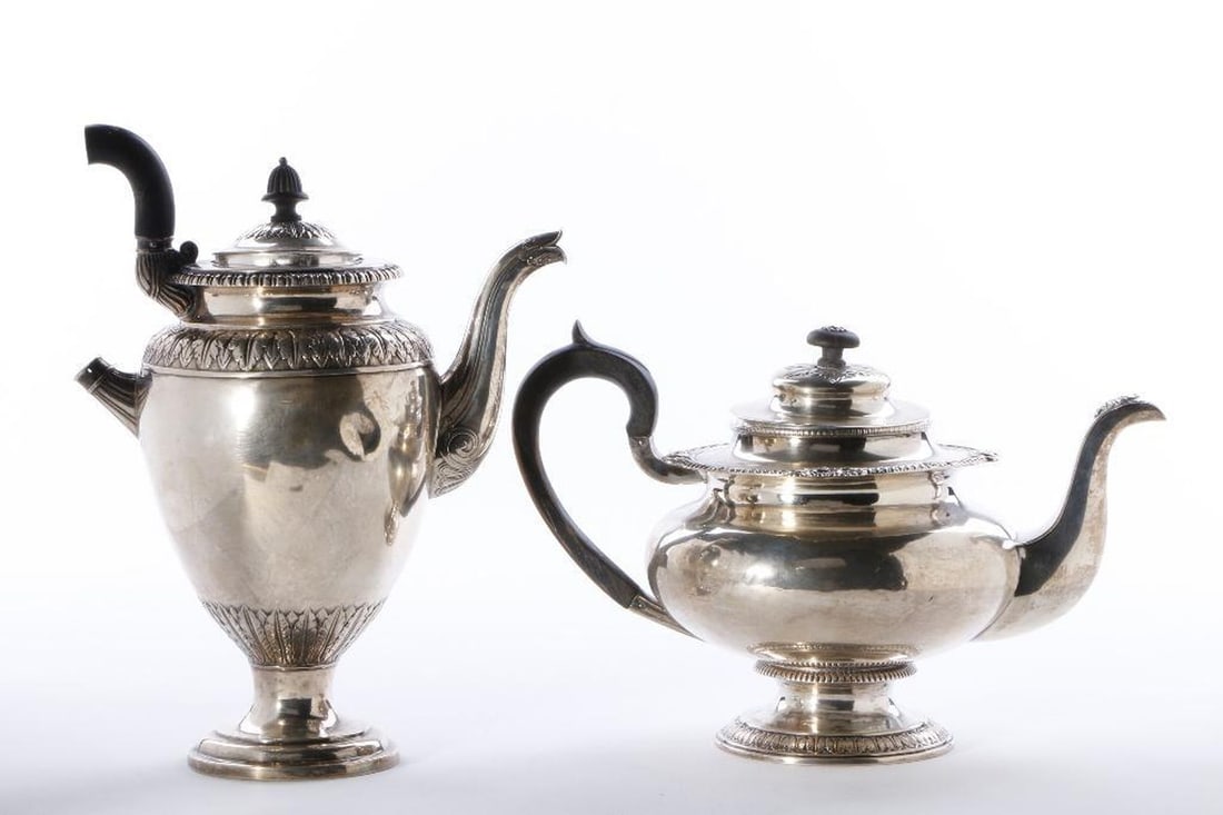 Pair Danish Silver Tea and Coffee Pots (1 of 6)