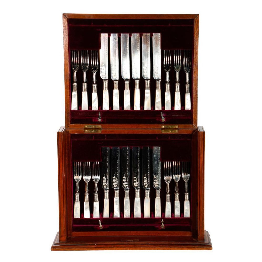 English Mother of Pearl, Sheffield Plate Dessert Set, Cased (1 of 4)