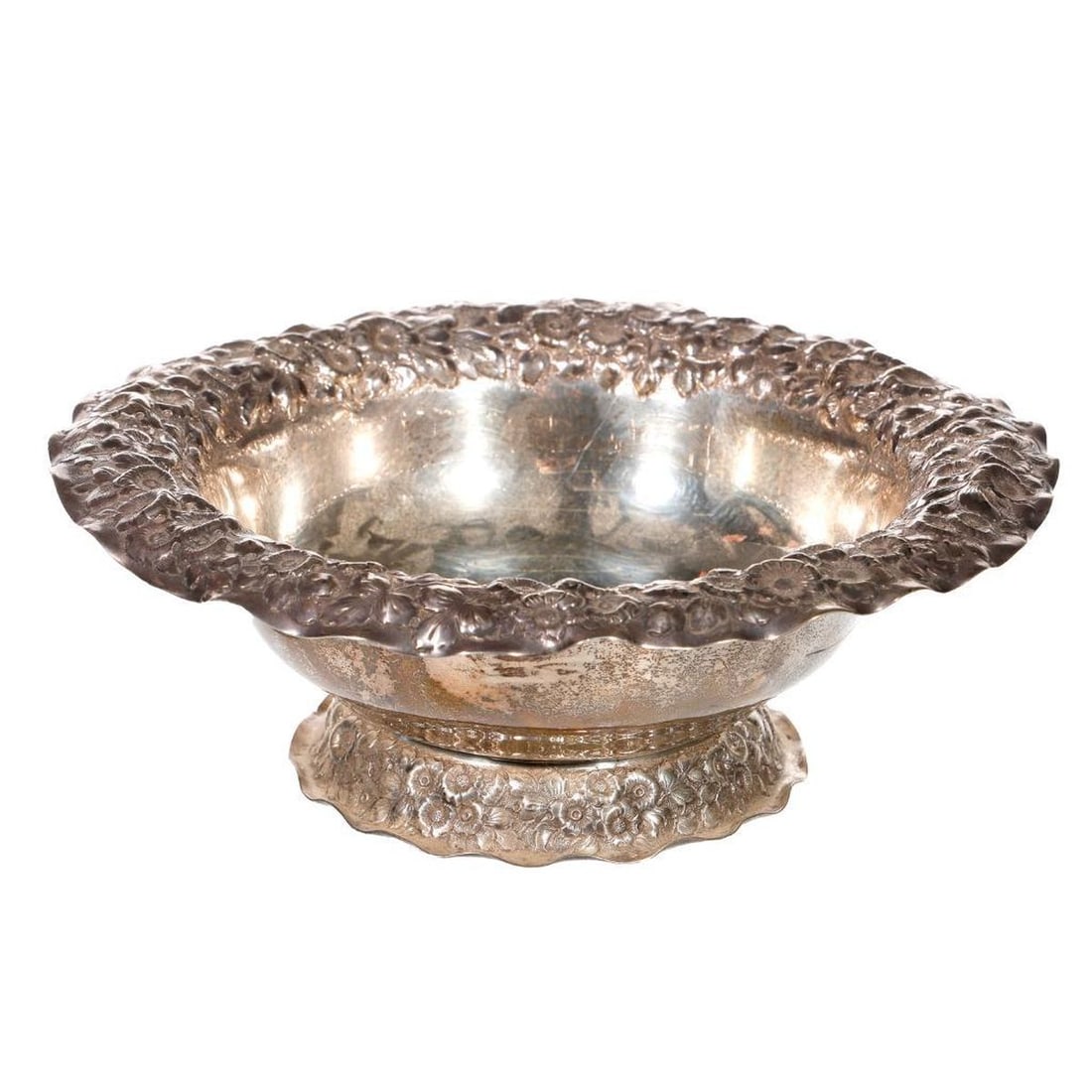 Art Nouveau George Shiebler Sterling Floral Repousse Footed Bowl (1 of 4)
