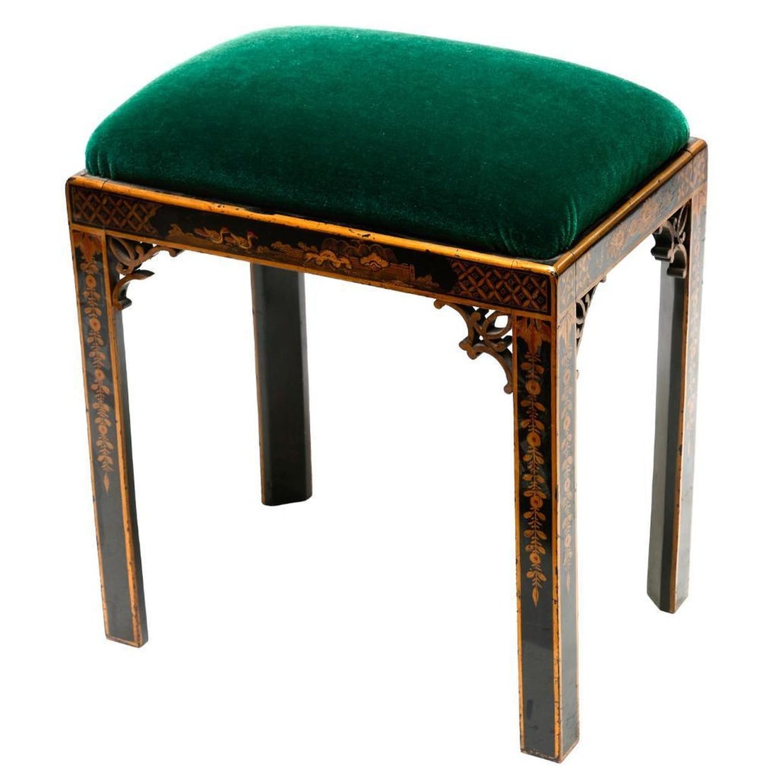 Chippendale Style Gilt Lacquer Painted Bench (1 of 1)