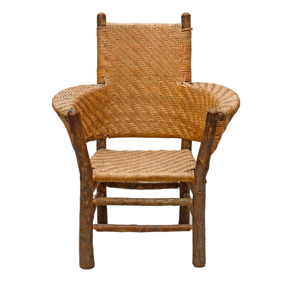 Rustic Old Hickory Style Caned Armchair (1 of 2)