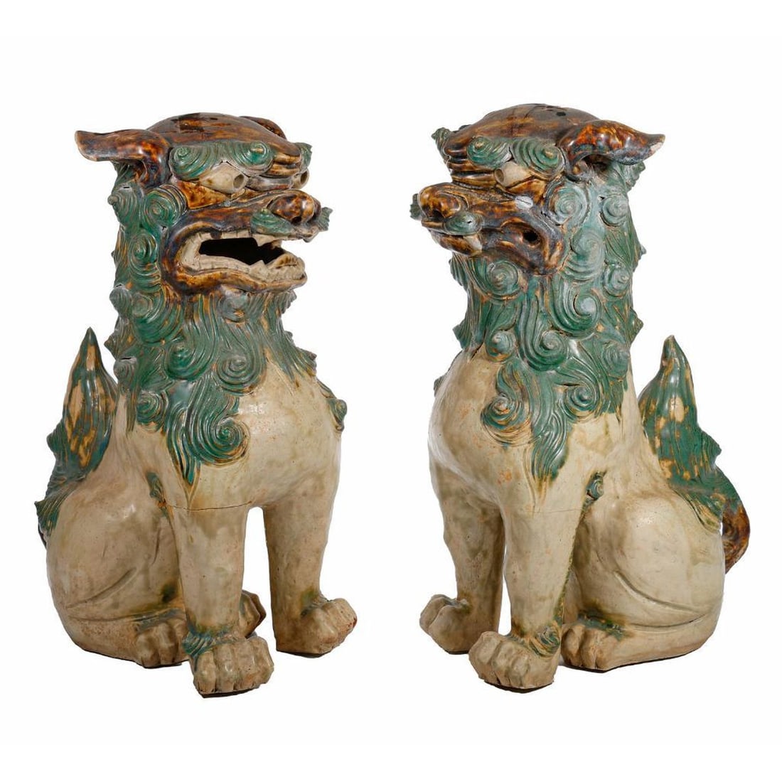 Pair Chinese Tang Style Sancai Fu Lions (1 of 3)