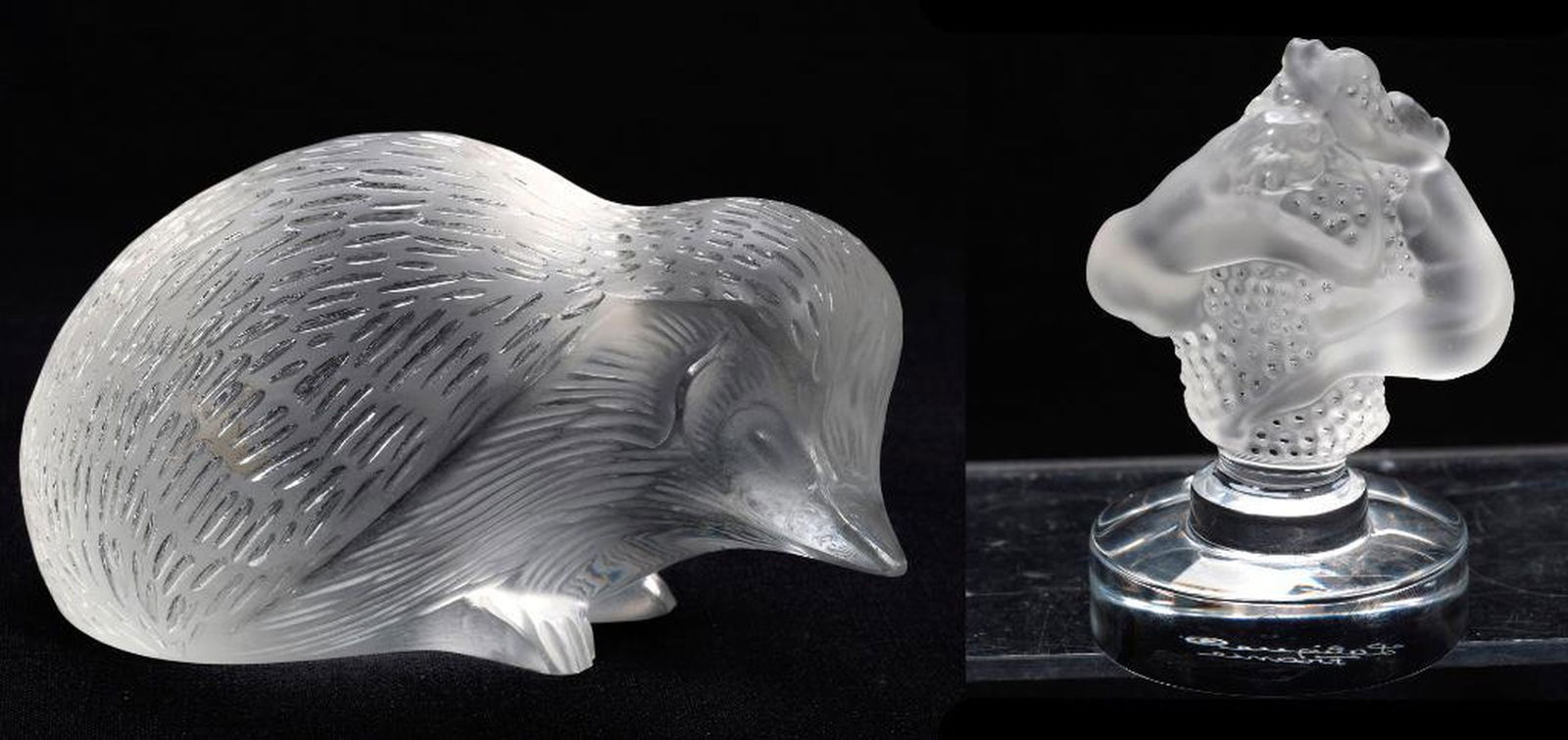 Two Lalique France Figures of Roxane and A Hedge Hog (1 of 5)