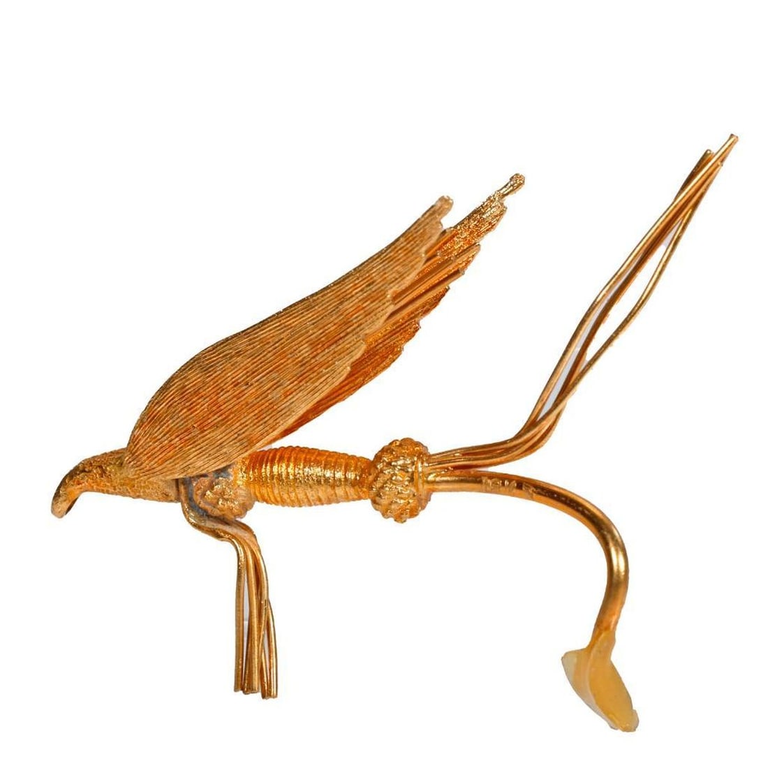 An 18k gold 'fishing lure' motif pendant: weighing approximately 3.25 grams; length: 1 1/4 in.