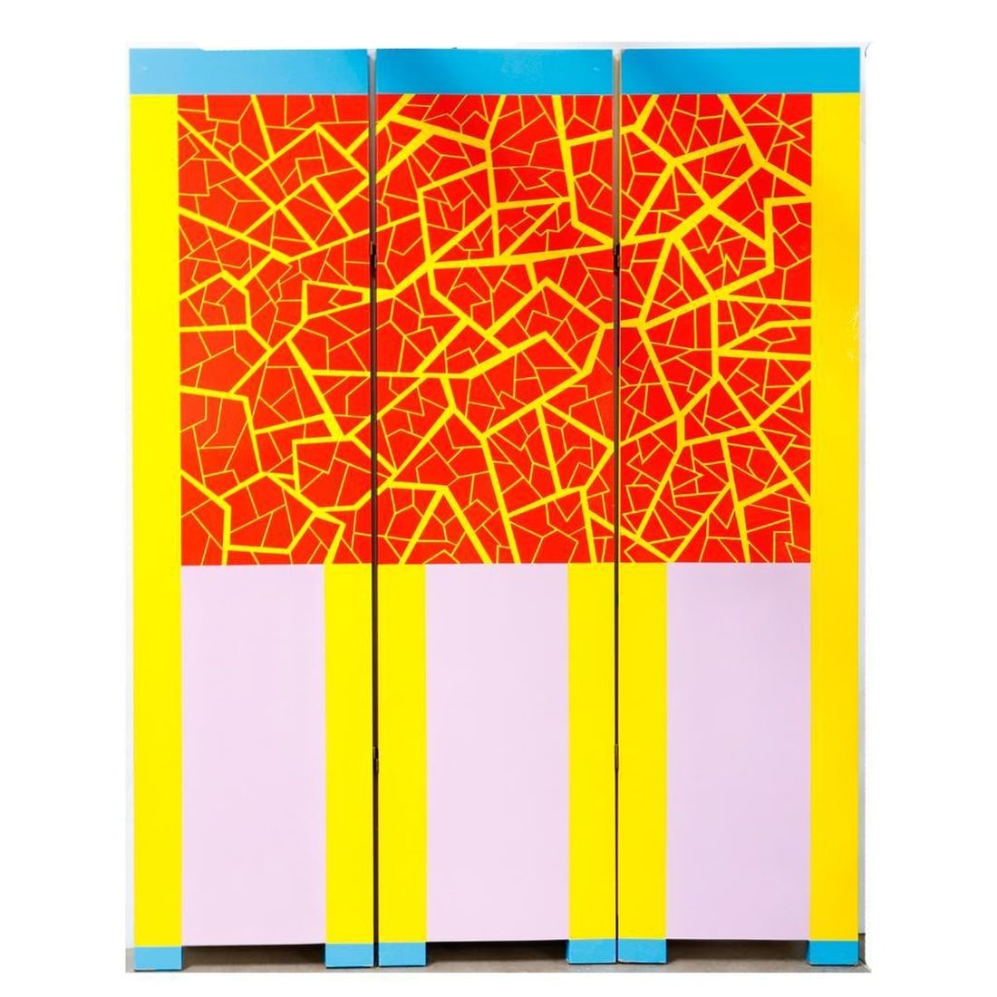 Post-Modern Lacquered Wood Panel Screen (1 of 2)