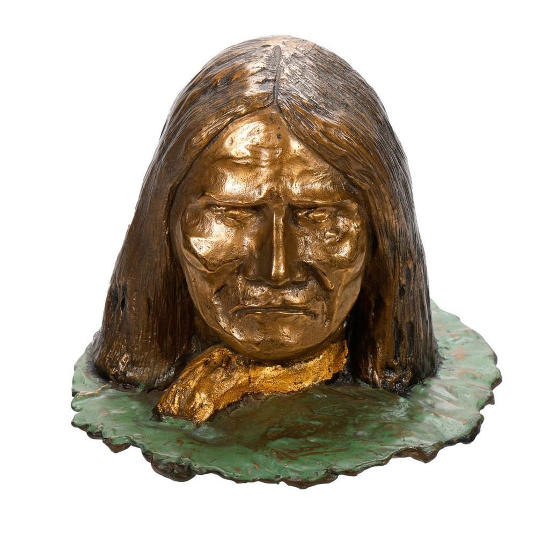 Cold Painted Bronze Bust of American Indian (1 of 3)