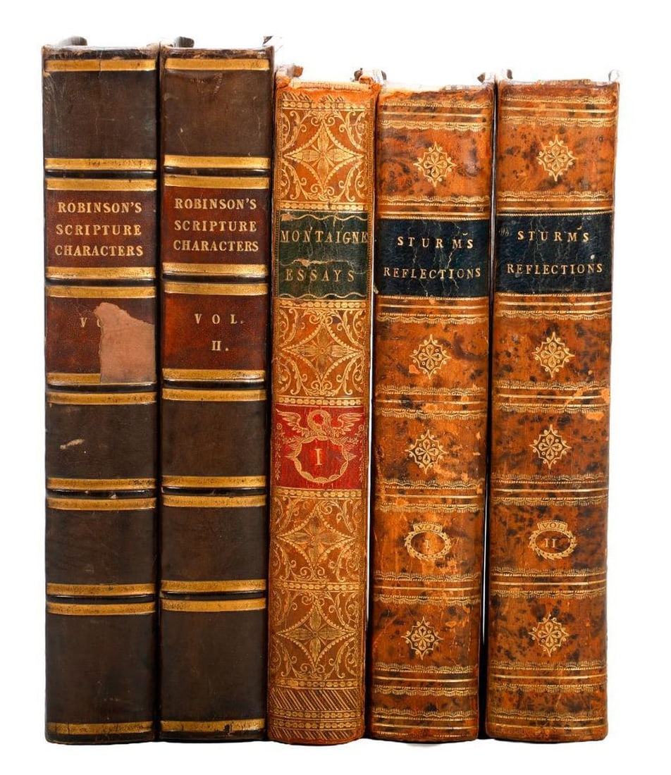 Sturm's Reflections, 1810 [Bookplates]; with Other Vols.: 1.) [BOOKPLATES.] STURM, CHRISTOPHER CHRISTIAN. Reflections on the Works of God... Vols. I and II (of 4). London: Printed and sold by Richard Edwards, 1810. 8vo. Original full marbled calf, gilt to sp