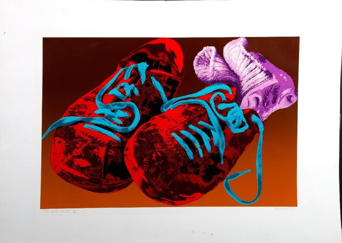 Nemeth (20th Century), Print: Artist: Nemeth (20th Century). Title: "The Red Shoes." Signature: Signed in pencil lower right. Date: 1977. Edition: Medium: Lithograph. Size: Condition: