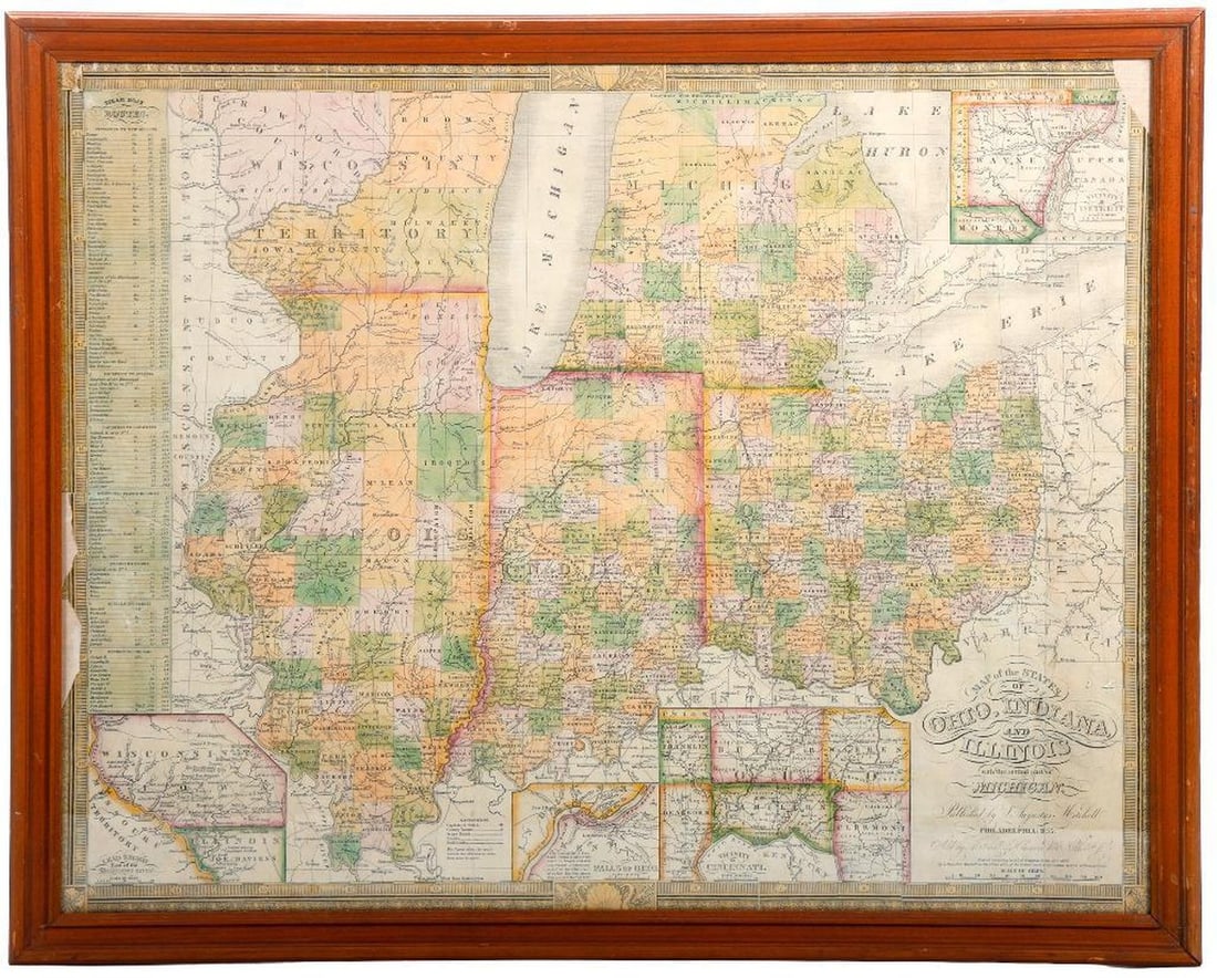 Map of the States of Ohio, Indiana and Illinois... settled part of Michigan, 1835 (1 of 2)