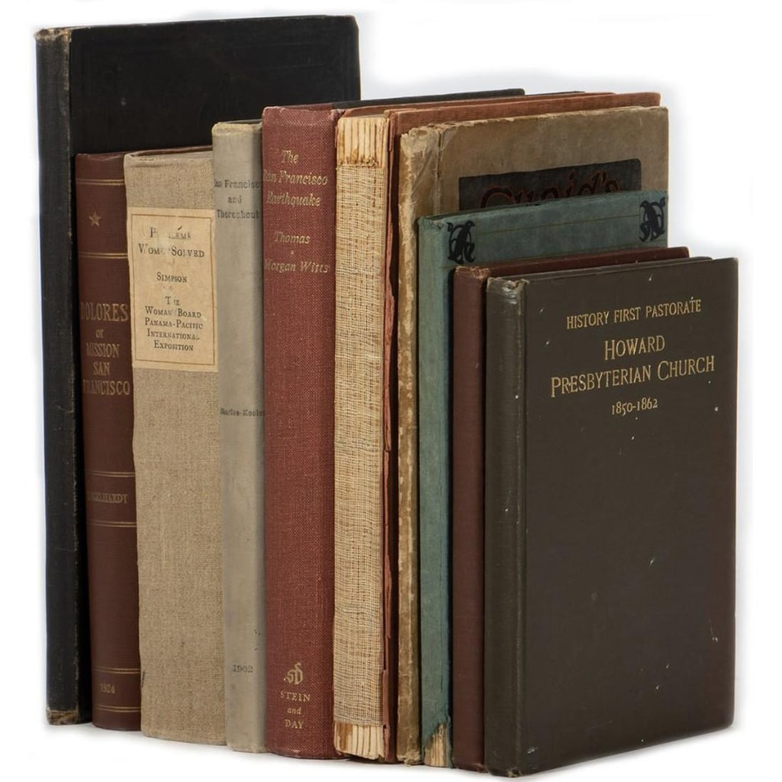 Assorted Titles on San Francisco/Bay Area Subjects (10): Group of ten books concerning San Francisco and the Bay Area, several on the Panama-Pacific Exposition, and others: 1. SIMPSON, ANNA PRATT. Problems Women Solved: Being the Story of the Woman's Board
