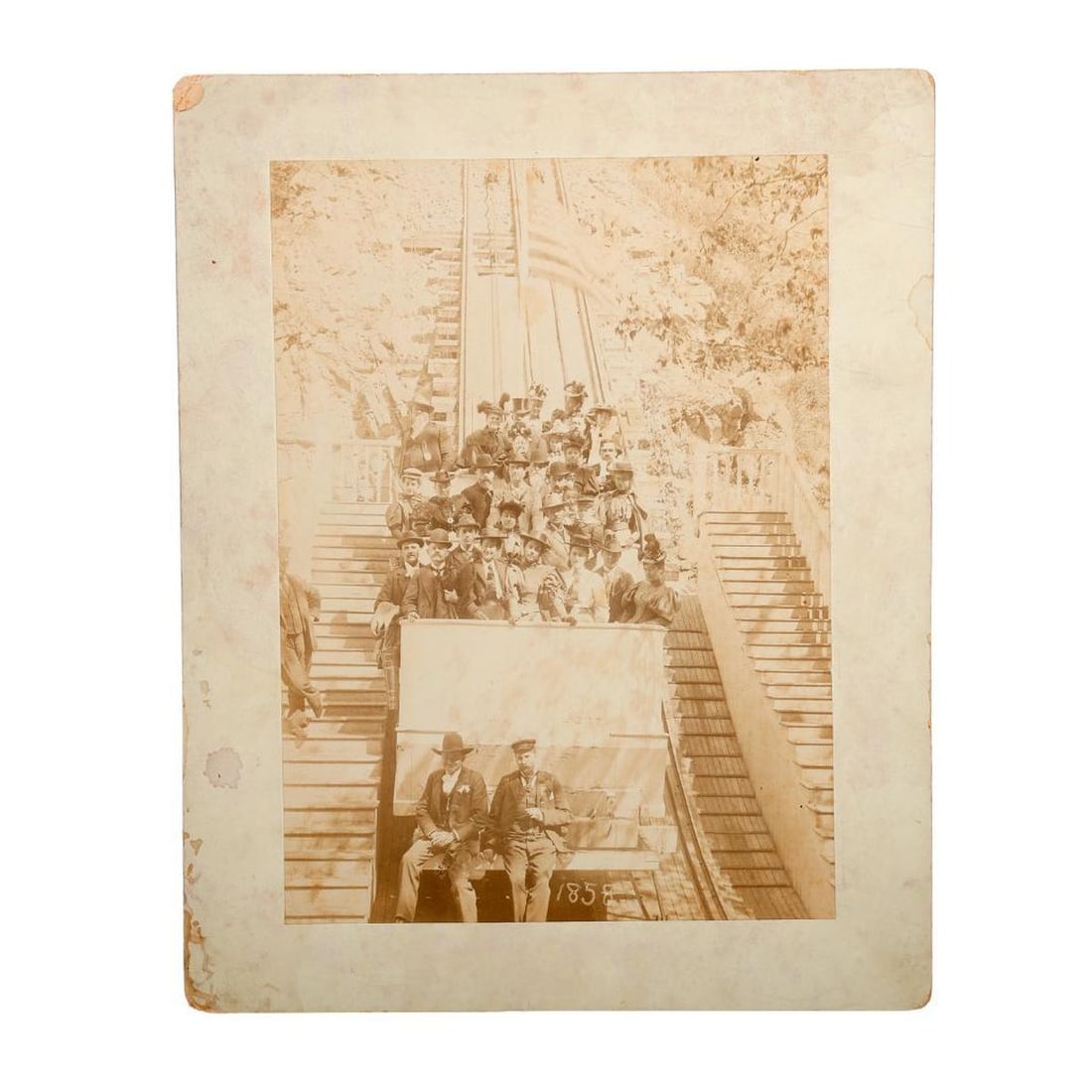 Photos: Trolley Line Tourists, and Other Californians: [CALIFORNIA; TROLLEY LINES; TOURISM.] A collection of 19th century photographs of Californians/tourists, including passengers on the "Railway to the Clouds," a 5.7-mile scenic electric trolley/cable c