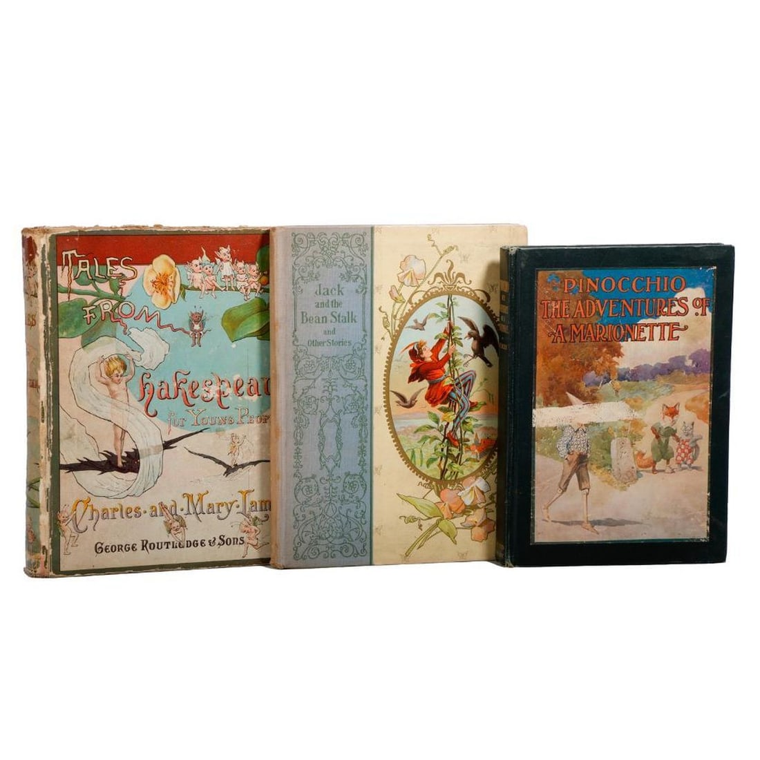 Tales from Shakespeare, and Other Vintage Children's Books (3): 1.) JACK AND THE BEANSTOCK AND OTHER STORIES. Philadelphia: Henry Altemus Company, n.d. Color frontispiece; line and engraved illustrations. Condition: Fair-Good; shaken; some splitting; light soiling