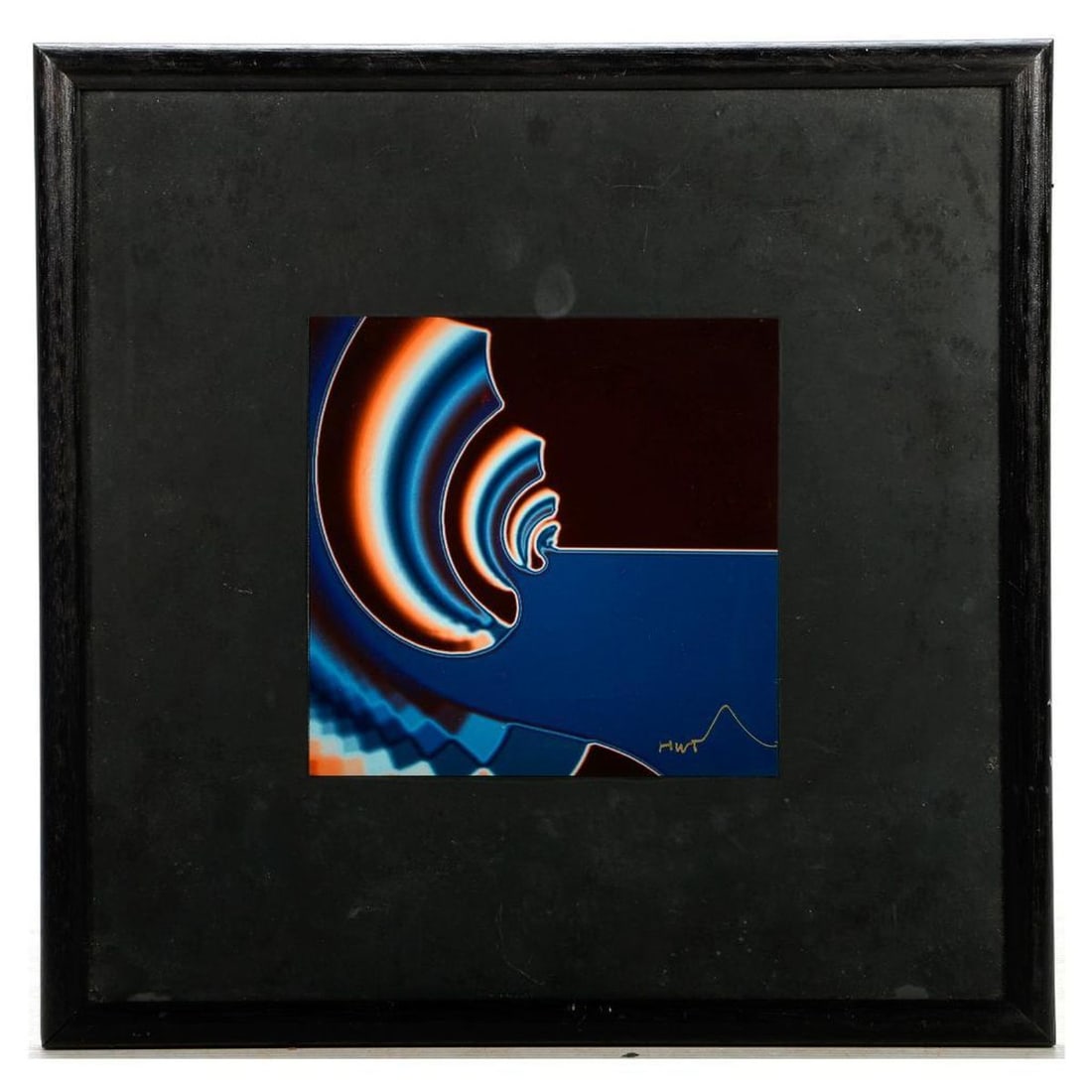 1991 Computer Art, by Herbert W. Franke: Artist: Herbert W. Franke (1927-2022). Title: Kommunikation. Signature: Signed lower right. Date: 1991. Limited Edition. Medium: Color computer print. Size: 5 3/4" x 5 3/4" (frame 12 3/4" x 12 3/4").