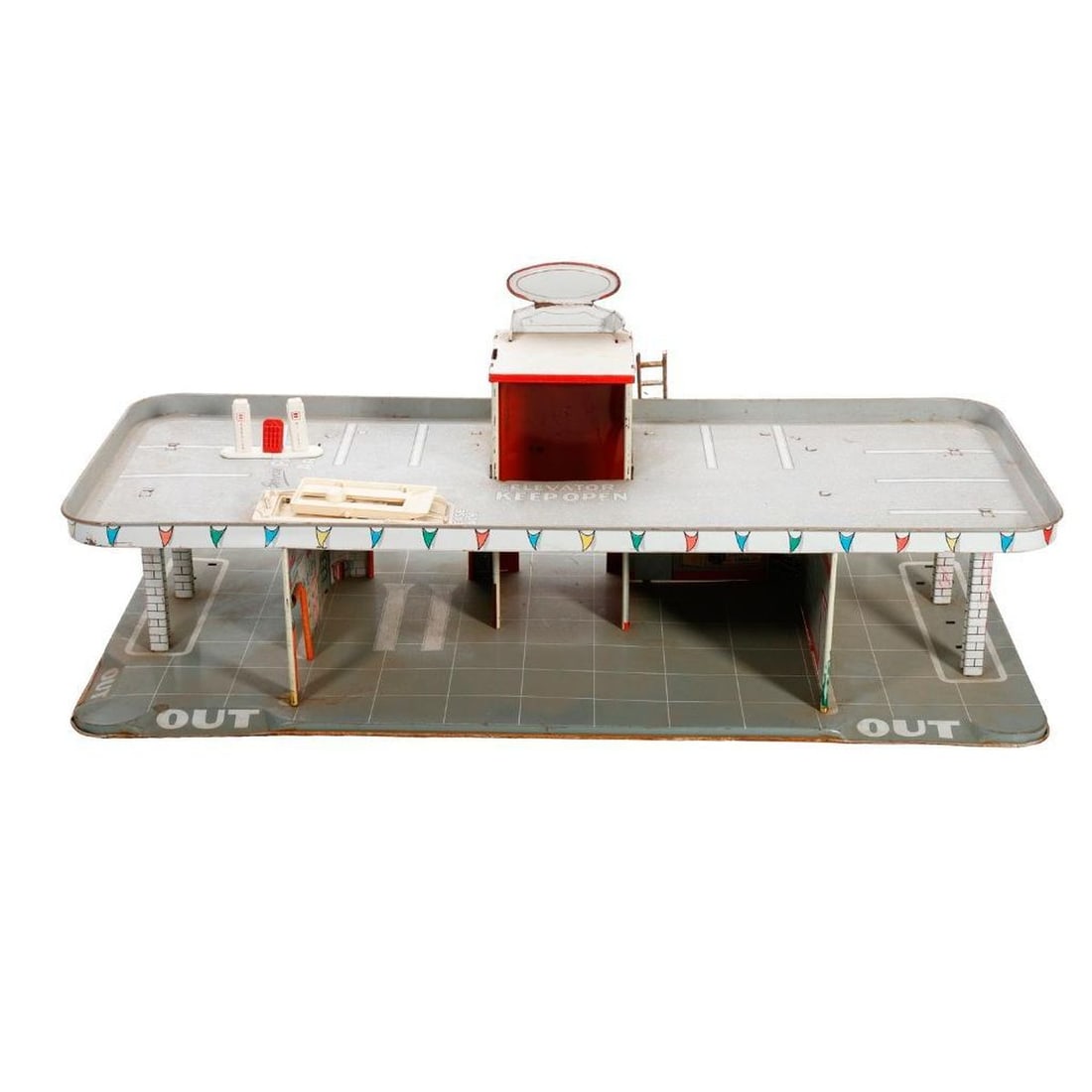 Marx Tin Lithographed Day and Nite Service Center - 2