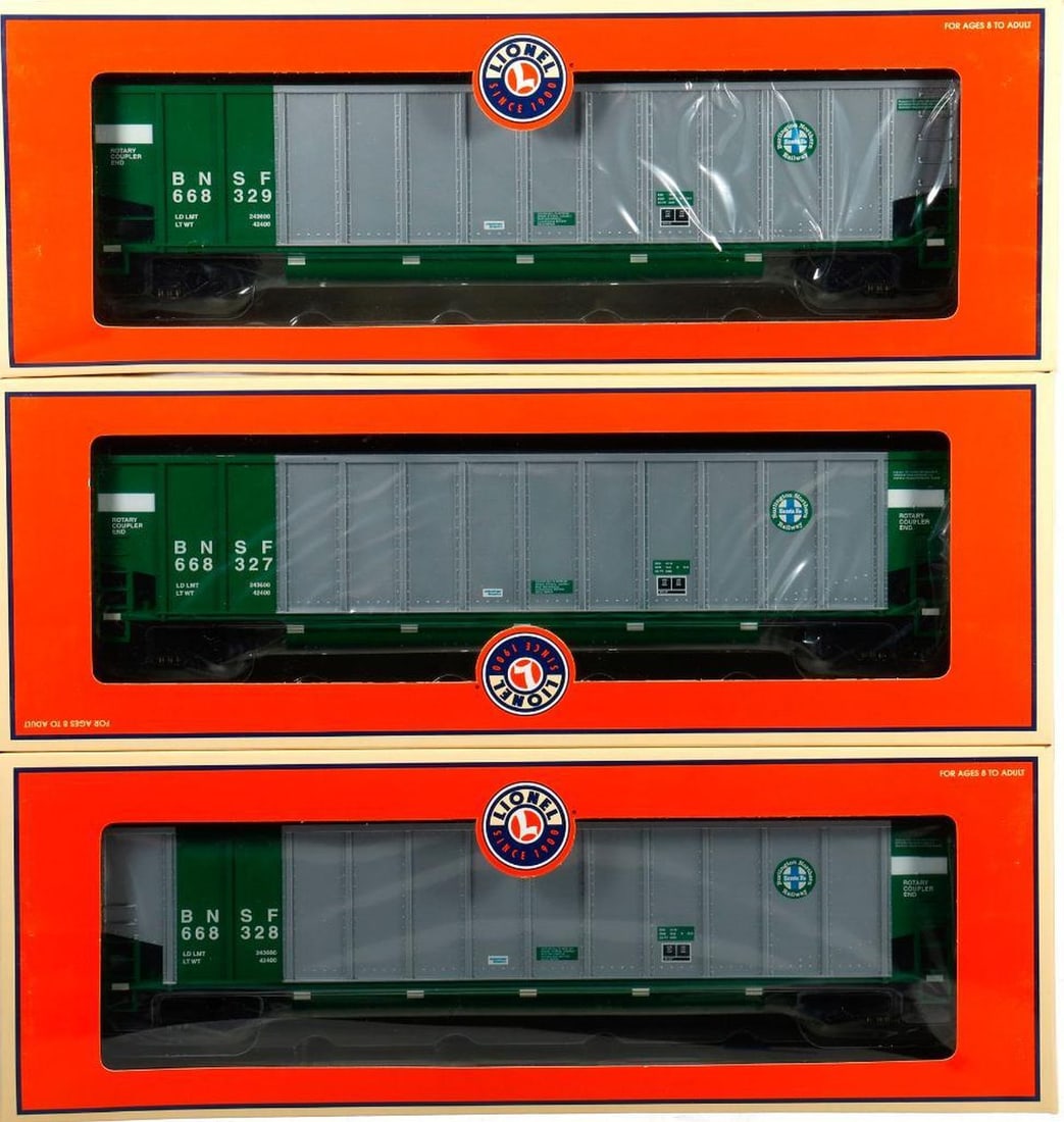 Lionel Modern Era O Ga BNSF Bathtub Gondola 3 Pac - 3