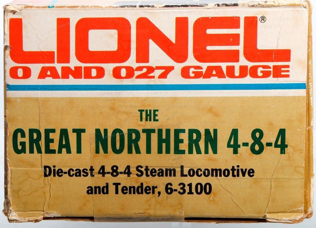 Lionel O Gauge Modern Era Great Northern 4-8-4: Lionel O Gauge Modern Era 6-3100 Great Northern 4-8-4 Steam Locomotive and Tender in worn original box.