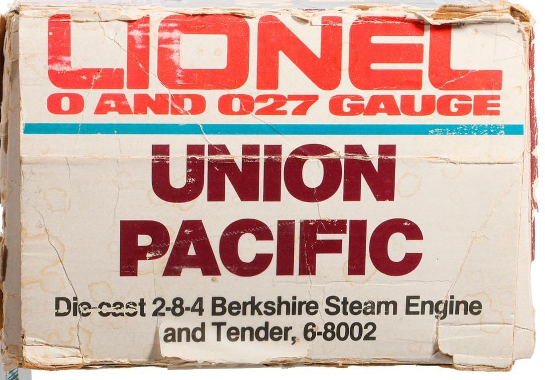 Lionel O Gauge Modern Era Union Pacific Berkshire Loco: Lionel O Gauge 6-8002 Modern Era Union Pacific Berkshire 2-8-4 Locomotive and Tender in very worn original box.