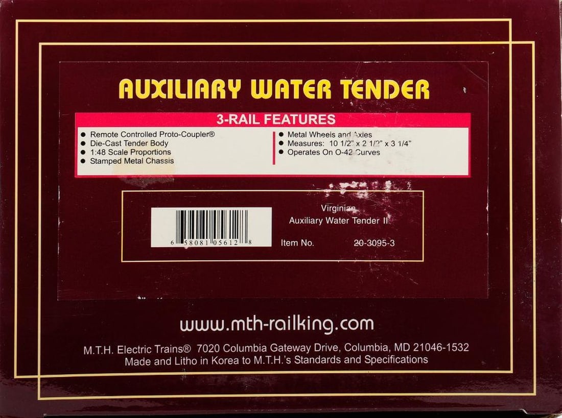 MTH O Gauge Virginian Auxiliary Water Tender II - 4