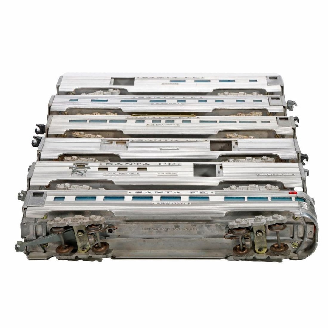 (6) AMT Aluminum Streamline Santa Fe Passenger Cars - 2