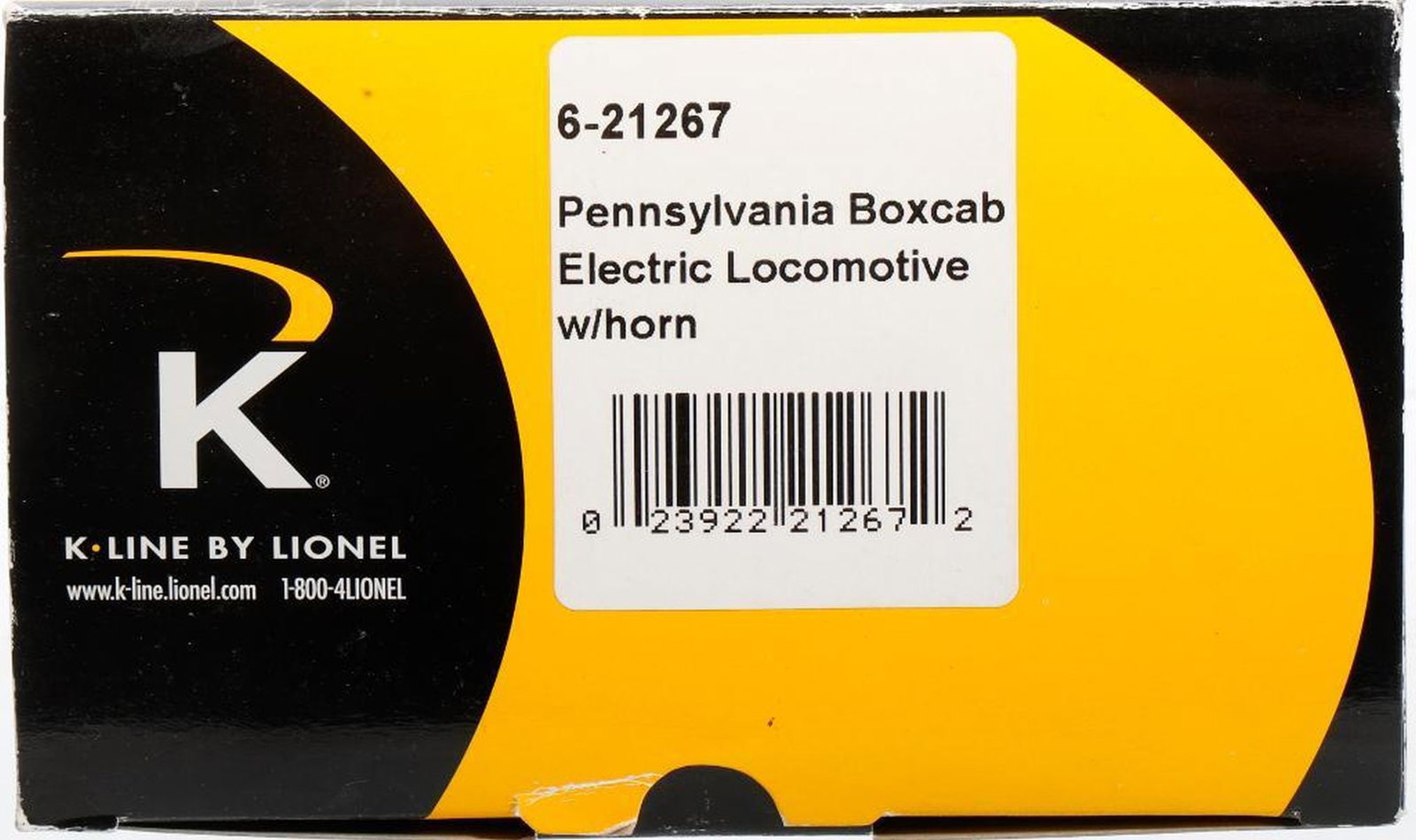 K-Line by Lionel PRR Boxcab Locomotive w/horn: K-Line by Lionel 6-21267 Pennsylvania RR Boxcab Electric Locomotive w/horn in original shelf and storage worn packaging.
