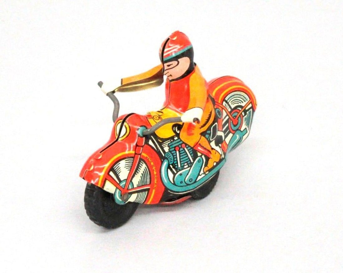 Vintage Japanese Tinplate Motorcycle with Driver (1 of 1)