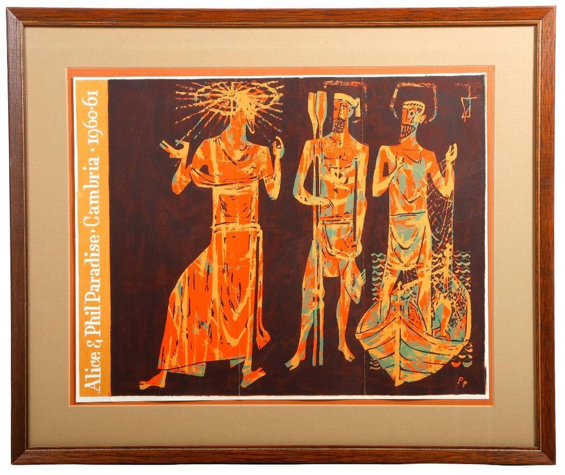 Phil Paradise (1905-1997), Two Lithographs: Artist: Phil Paradise (1905-1997). Title/Description: Three Wise Men; and Christ and disciples (2 works). Signature: Initials in plate. Date: 1960-1961. Medium: Color lithographs. Size: 9 3/4" x 12 1/