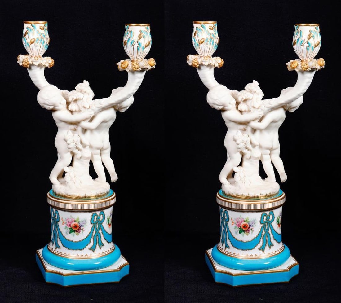 Pair Minton Porcelain Figural Candelabra (1 of 2)
