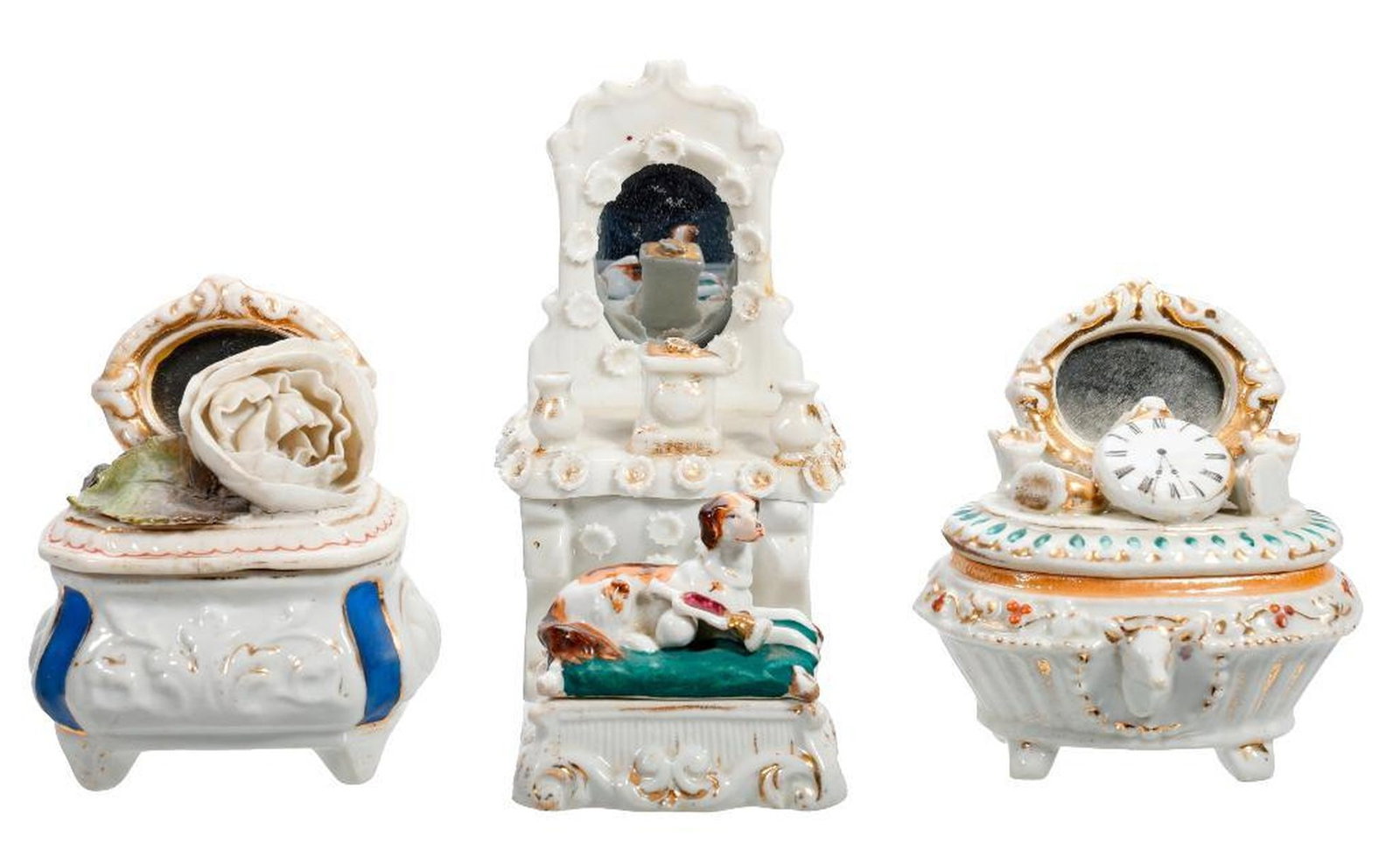 Lot of Six European Trinket Boxes or Figures (1 of 6)
