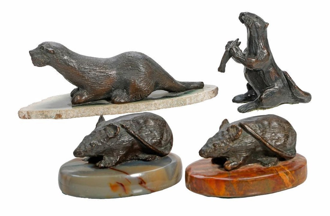 Three Victor (Trader Vic) Bergeron Bronze Sculptures of an Otter or a Mouse (1 of 3)
