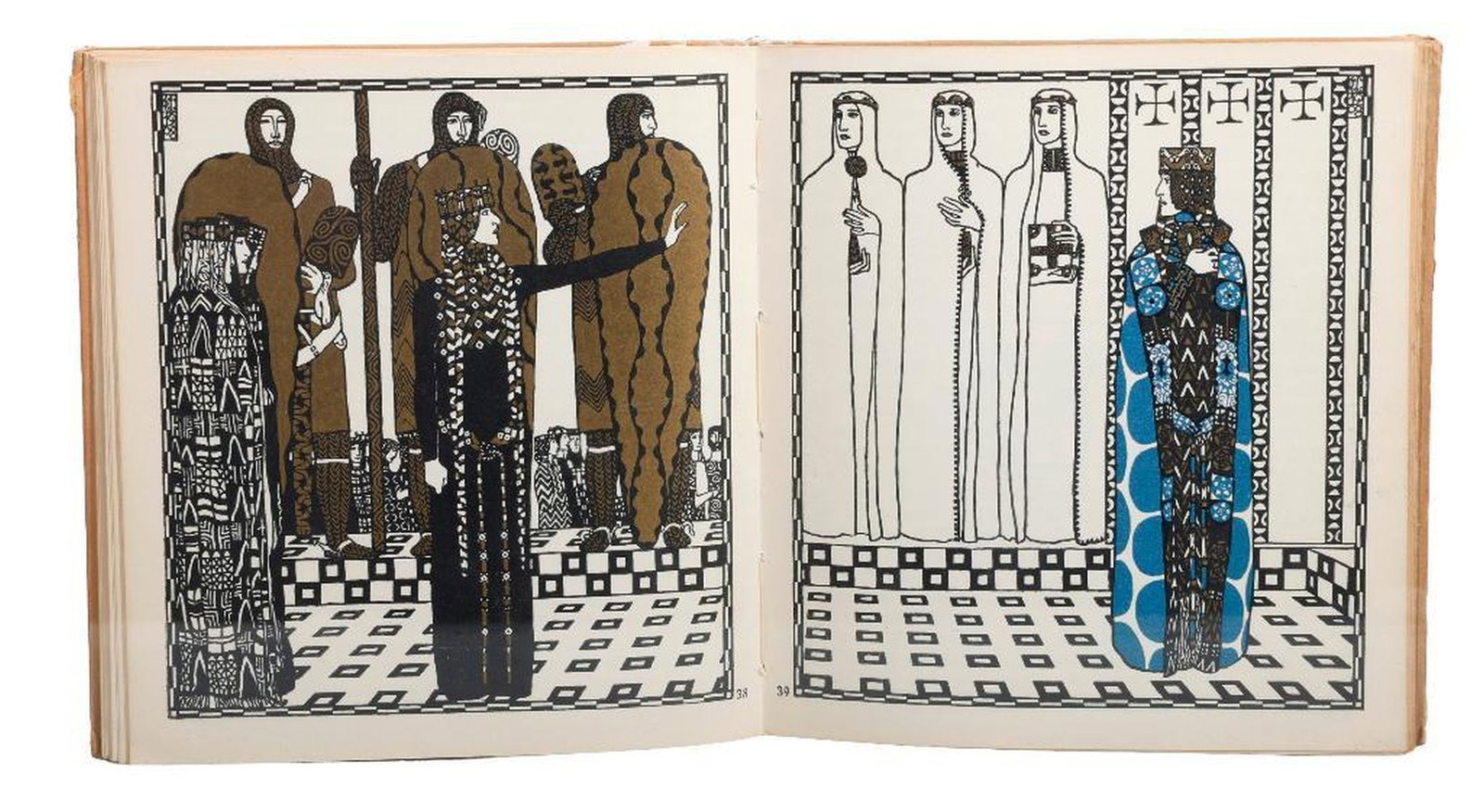 Die Nibelungen, Arts & Crafts Illustrated Volume, by Keim and Czeschka: GERLACH'S DIE NIBELUNGEN. Interpreted by FRANZ KEIM (1840-1918); illustrations and text design by CARL OTTO CZESCHKA (1878-1960), a leading member of the Vienna Succession. Wien, Leipzig: Gerlach & Wi