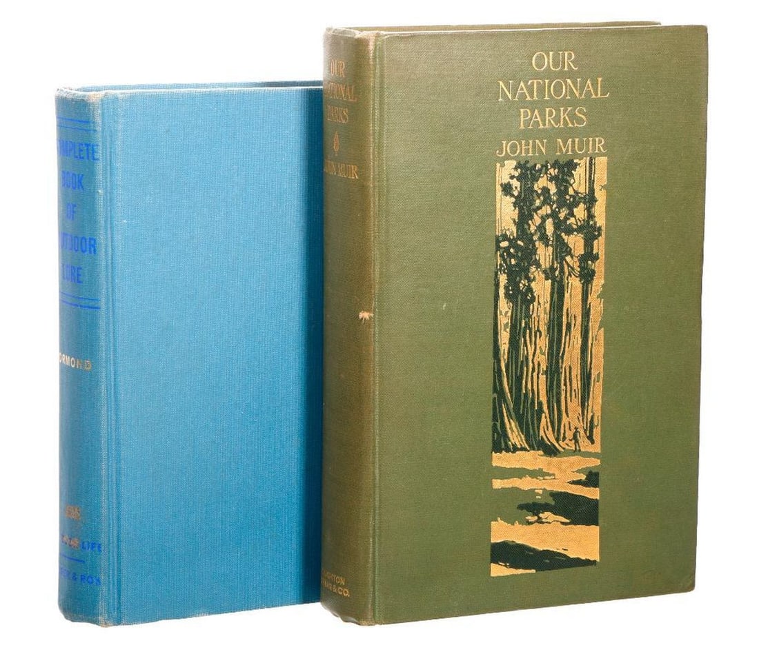 John Muir, Our National Parks, First Edition: MUIR, JOHN. Our National Parks. Boston and New York: Houghton, Mifflin and Company; The Riverside Press, Cambridge. 8vo. Gilt-stamped pictorial green cloth, top edges gilt. 12 photo illustration plate