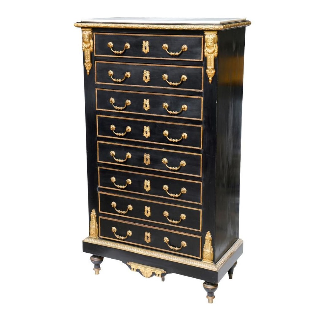 Napoleon III Period Gilt Bronze Ebonized Semanier Commode (1 of 5)