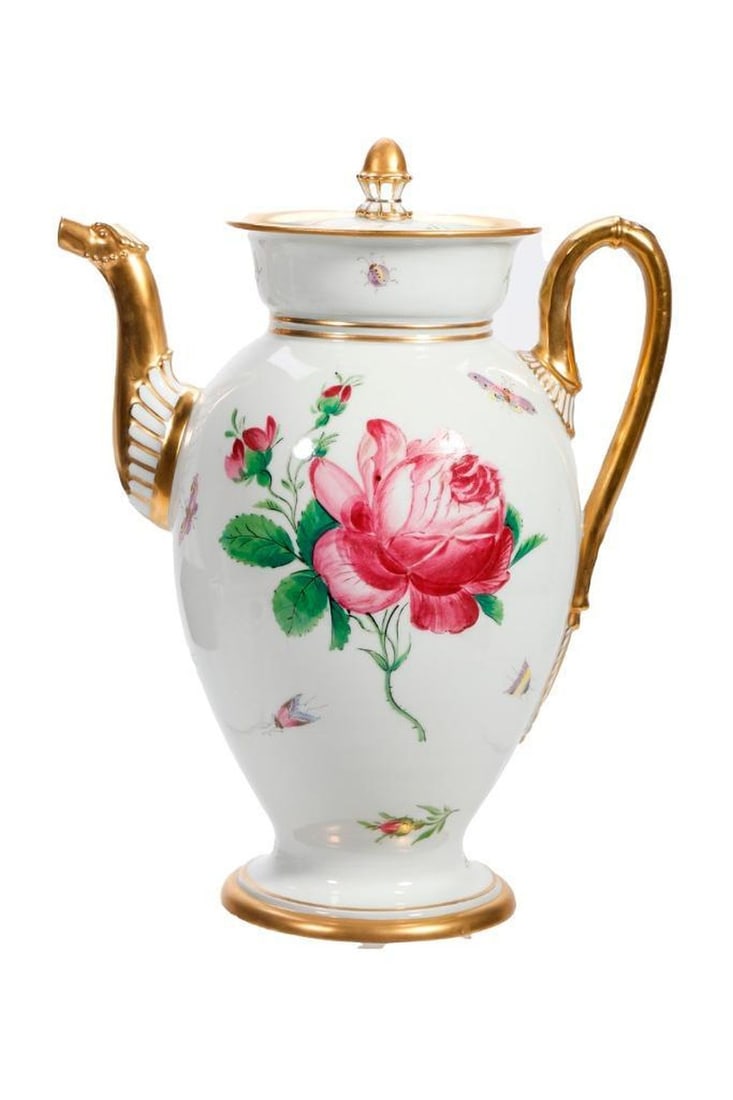 Meissen Pink Rose (Rote Rose) Porcelain Coffee Pot (1 of 3)