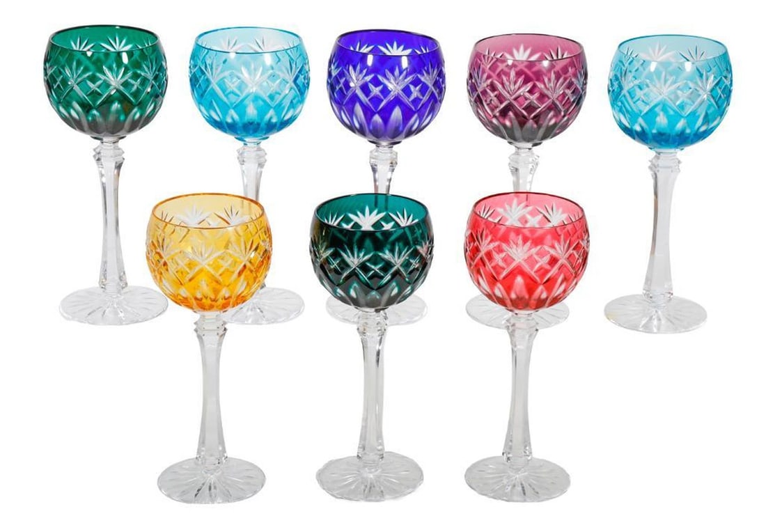 Eight German Romer Wine Glasses: Each 8"h, overall good condition. [Provenance: Estate of Joan A. Nitis.]