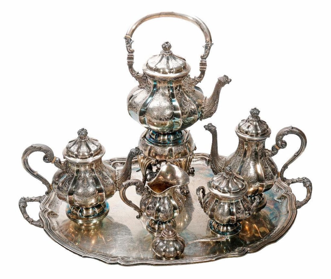 Italian Sterling Tea Service and Solid Silver Tea Tray (1 of 7)
