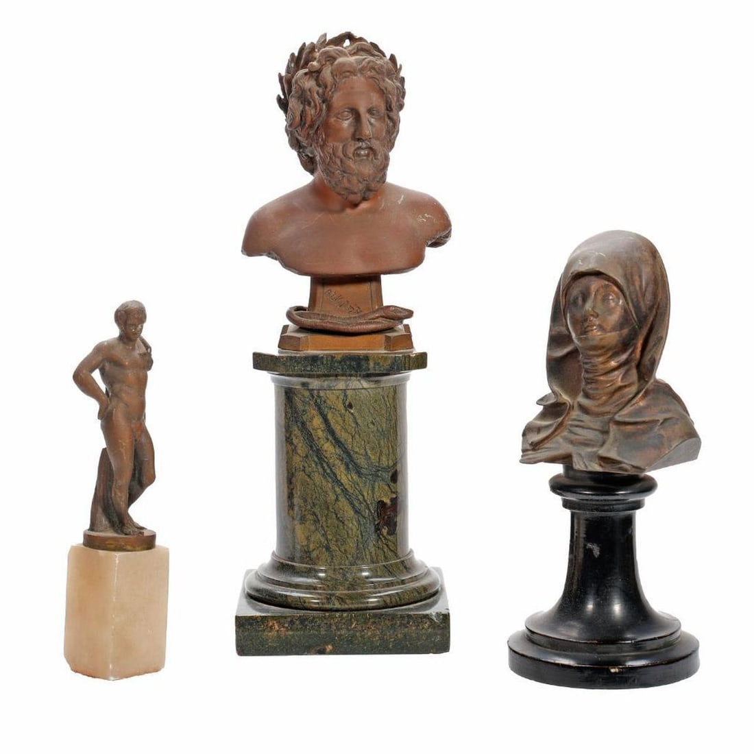 Two Grand Tour Style Patinated Metal Busts (1 of 2)