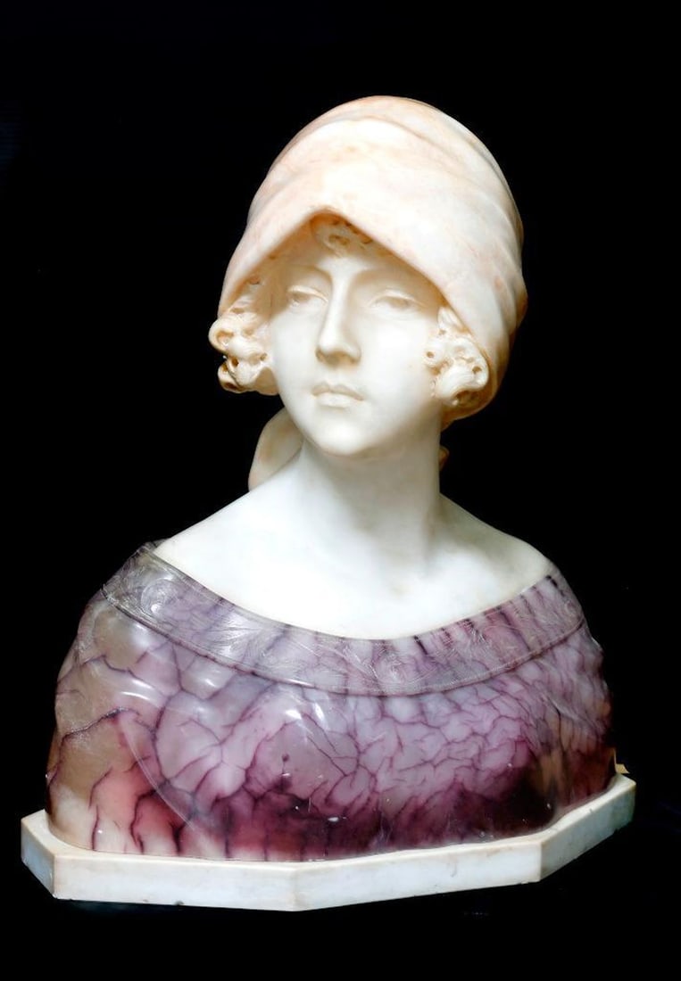 Gustav Van Vaerenbergh Marble Bust of Lady (1 of 2)