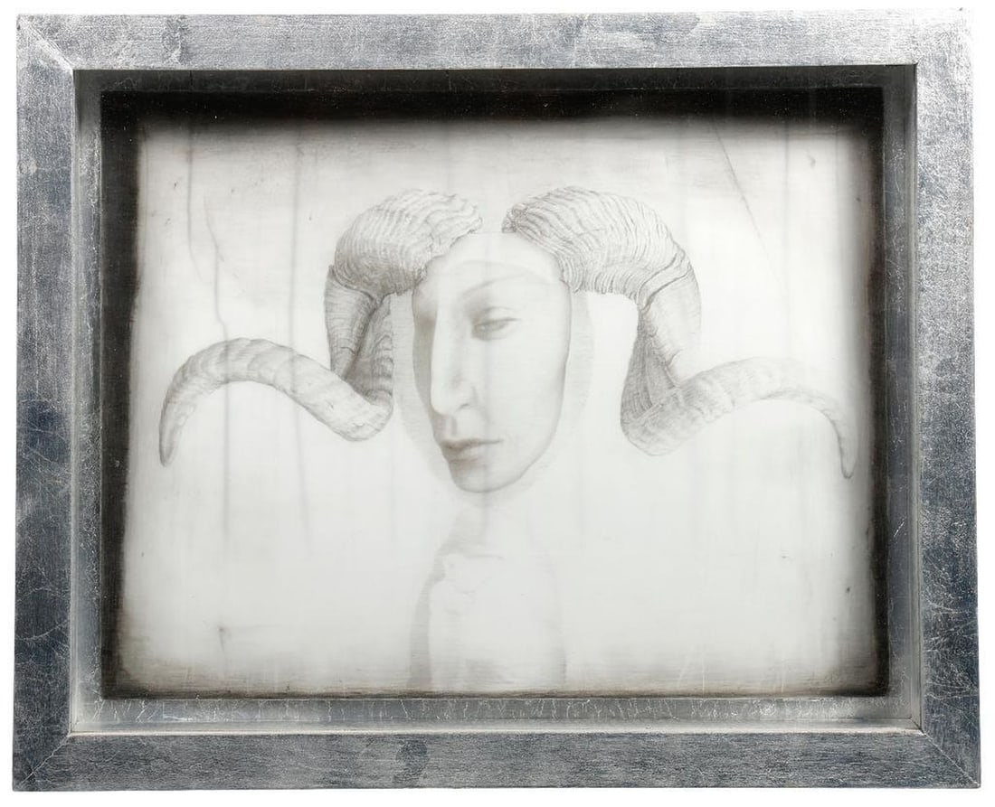 Andrei Wilenius (20th/21st Century), Drawing: Artist: Andrei Wilenius (20th/21st Century). Title: Mythos. Signature: Initialed in pencil lower right; in pencil verso "Andrei Wilenius 68". Medium: Graphite on paper. Size image: H - 8" W x 10.75." 
