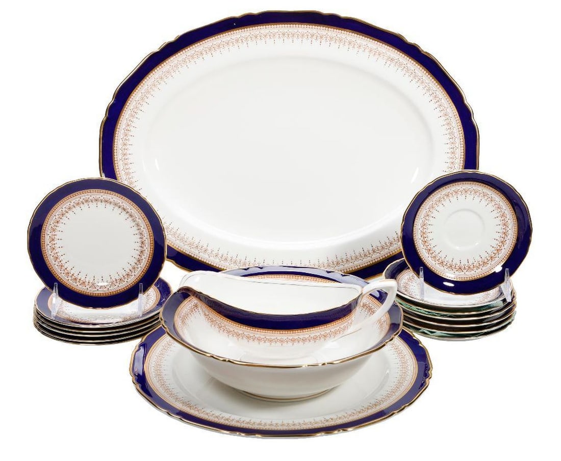 Royal Worcester Regency Blue Bone China Partial Service (1 of 2)