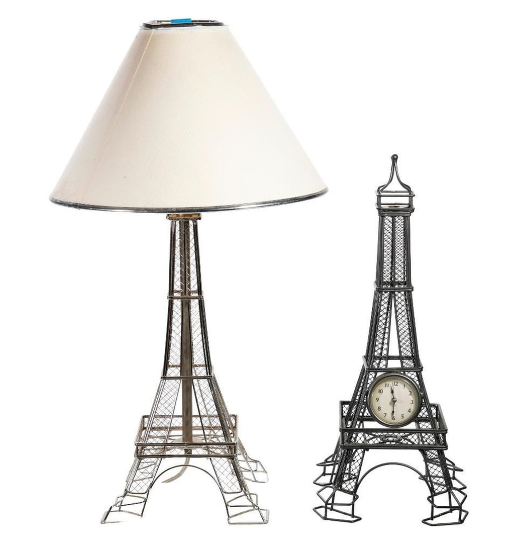 Eiffel Tower Lamp and Models, With Clock (1 of 4)