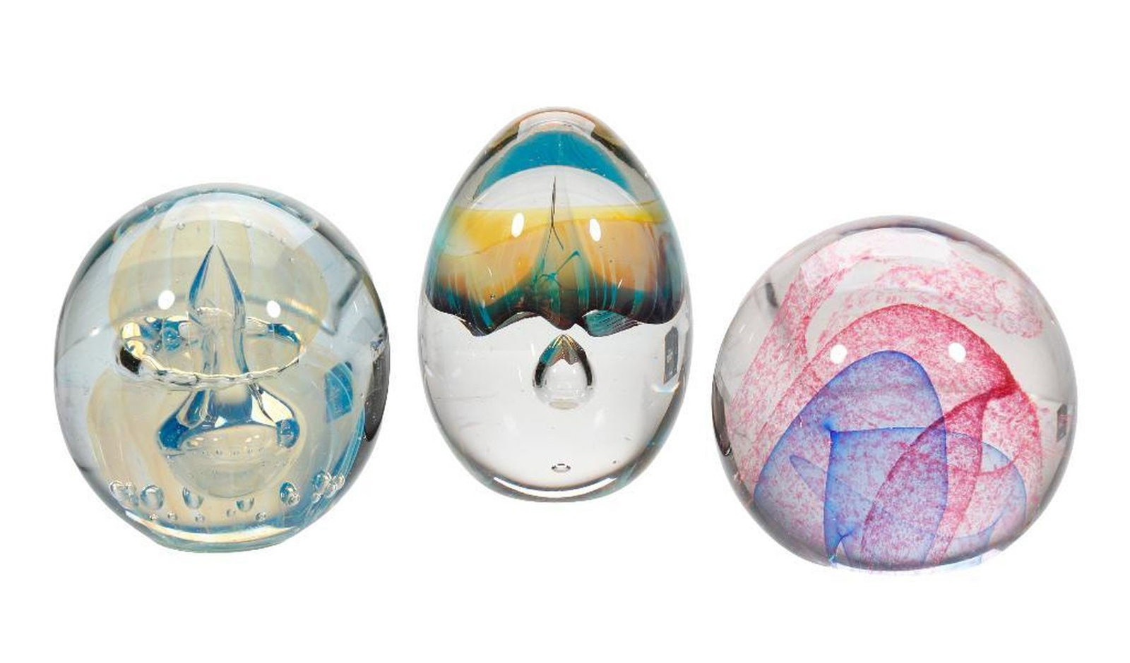 Three Studio Art Glass Paperweights (1 of 2)