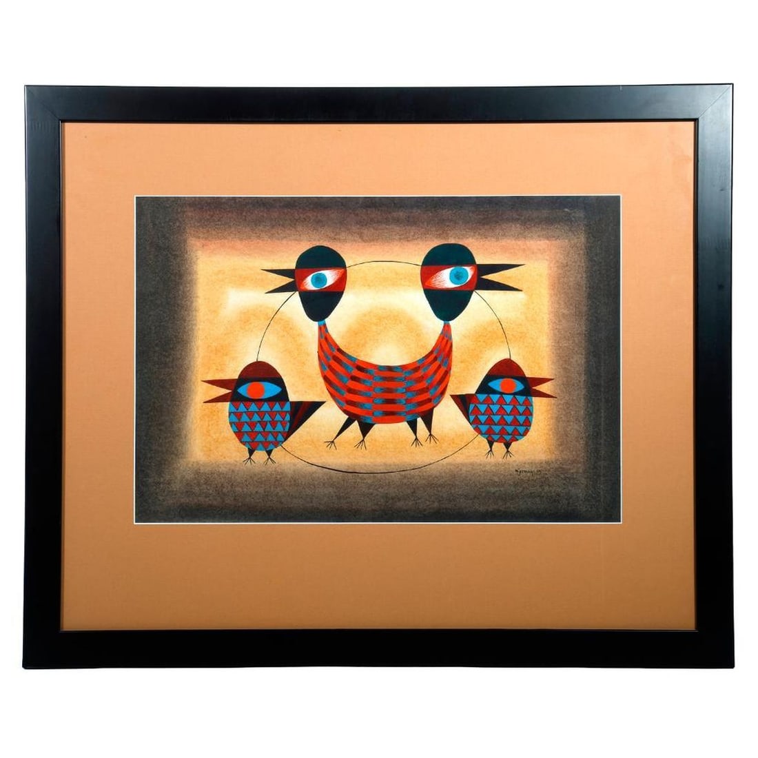 Robert P. McChesney (1913-2008), Print: Artist: Robert P. McChesney (California 1913-2008). Title: Birds. Signature: Ink signed lower right "McChesney 45". Medium: Serigraph on watermarked paper. Size sight: H - 14.5" W - 21.5". Size