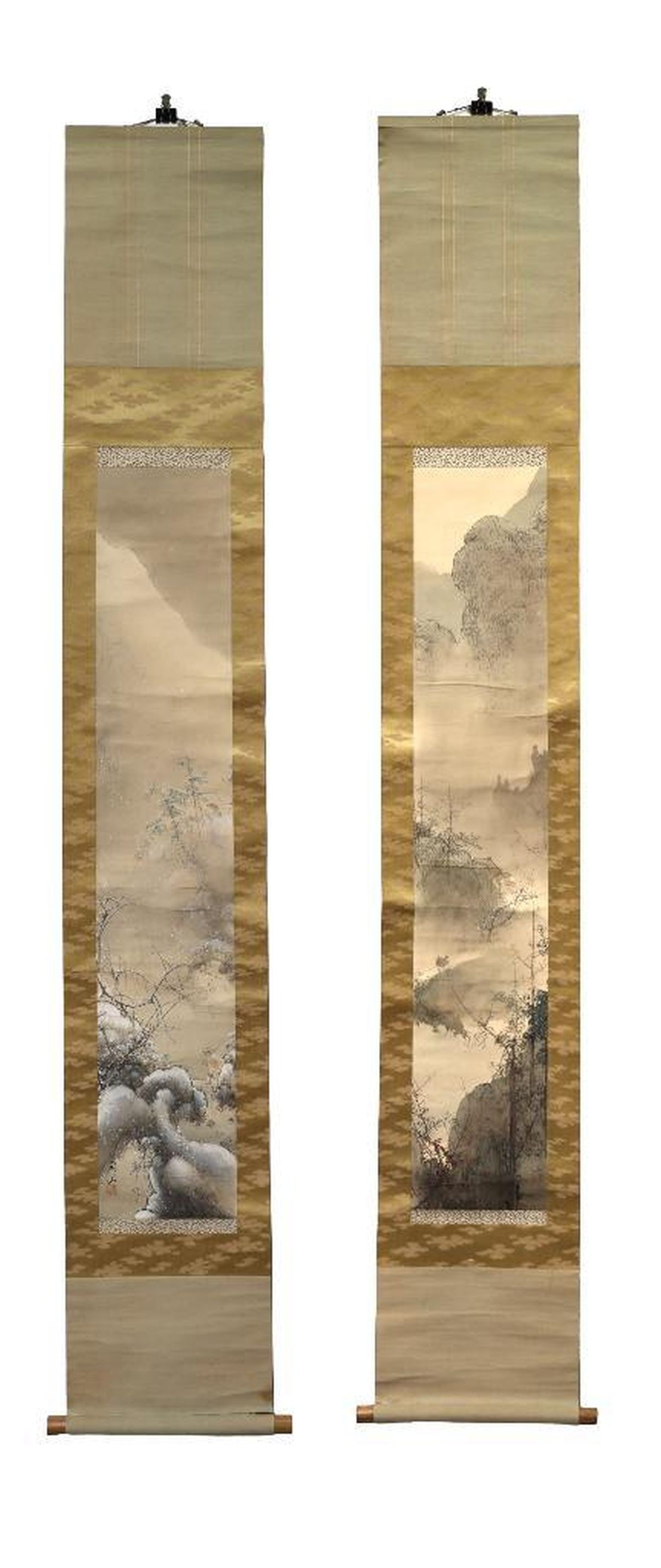 Pair of Japanese Landscape Scroll Paintings (1 of 5)