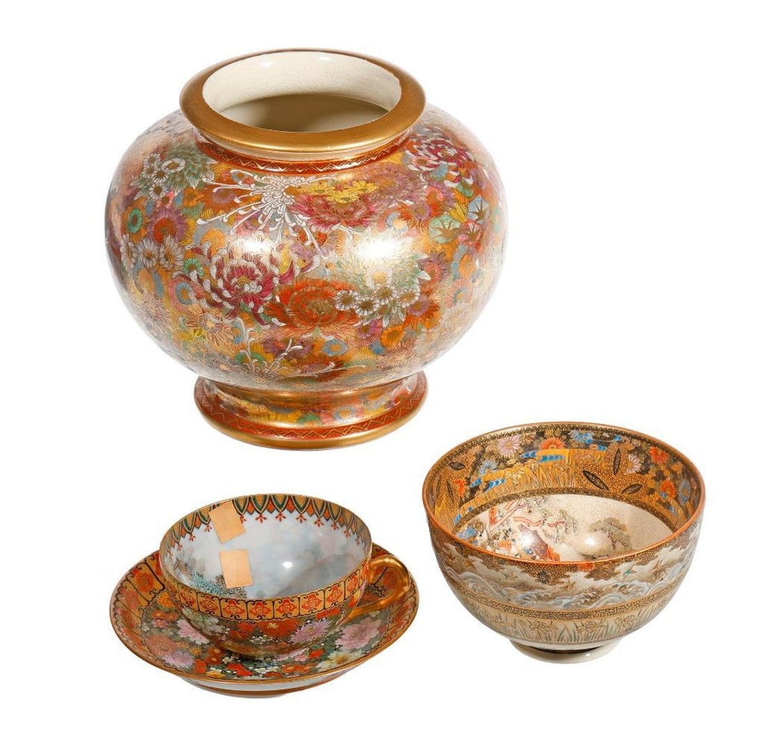 Lot Satsuma or Kutani Table Articles (1 of 3)