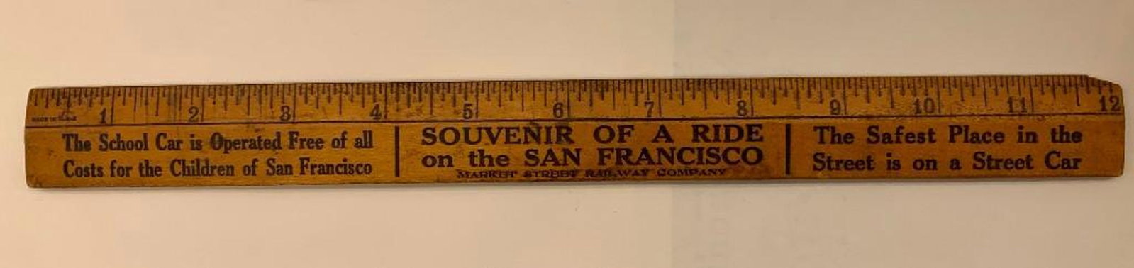 San Francisco Market Street Railway Company Advertisng Ruler - 2