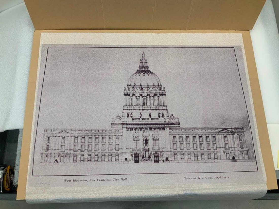 Printed Cloth with San Francisco City Hall Elevation: Dimensions: 16' x 24" (40.6 x 61 cm)