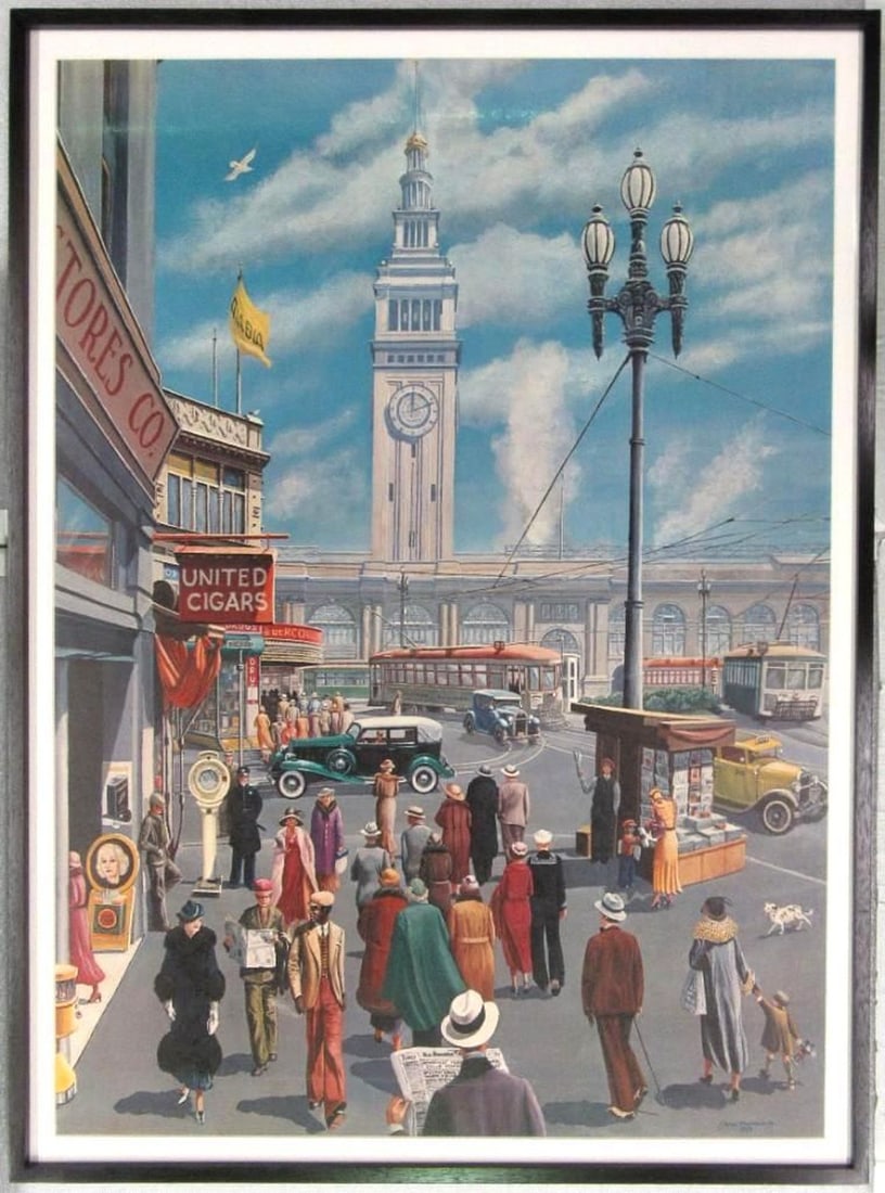 Lithographic Poster of San Francisco Ferry Building (1 of 2)